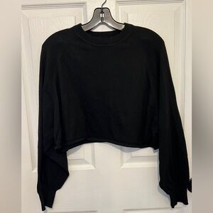 ZARA Women's Black Boxy Balloon Sleeve Crewneck Top Size S